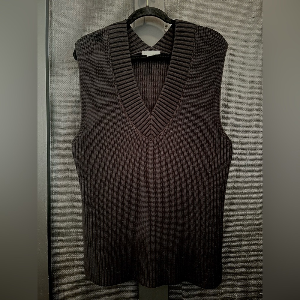 Long, black, H&M sweater vest, size small.